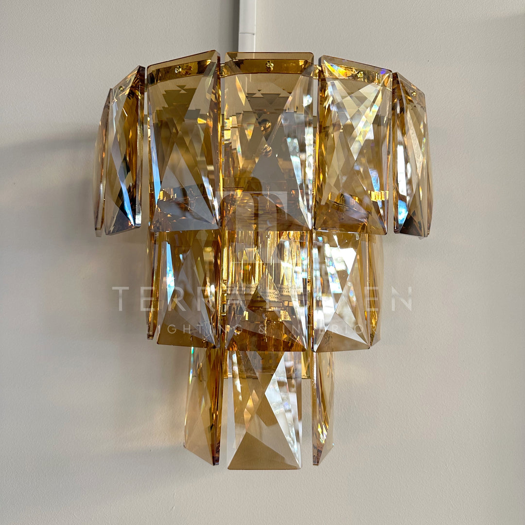 Clarity Champagne Crystal Gold Wall Light