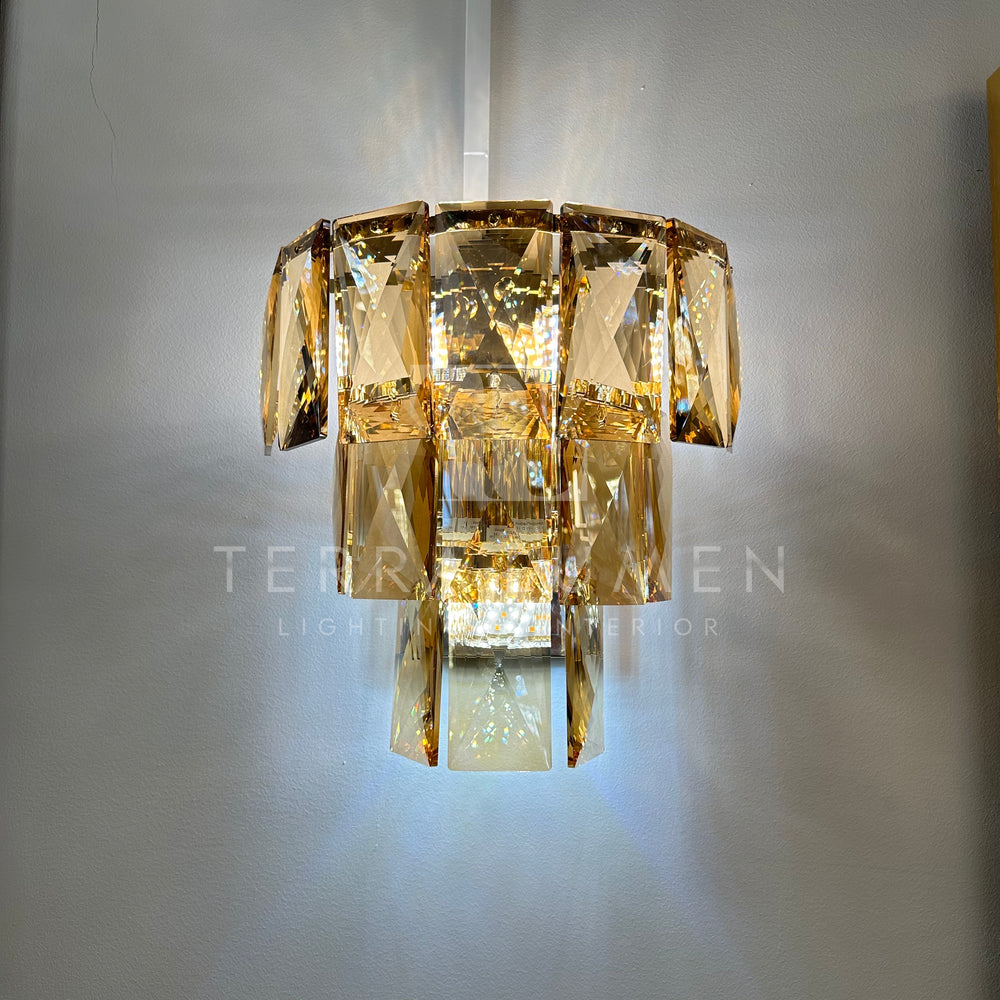 Clarity Champagne Crystal Gold Wall Light
