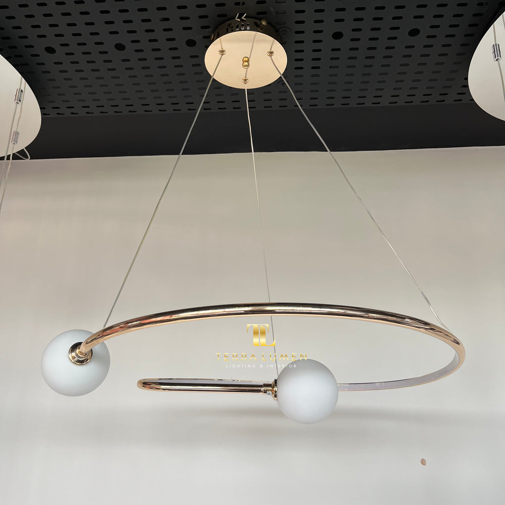 Phoenix Frosted Bubble Gold Hanging Pendant Light
