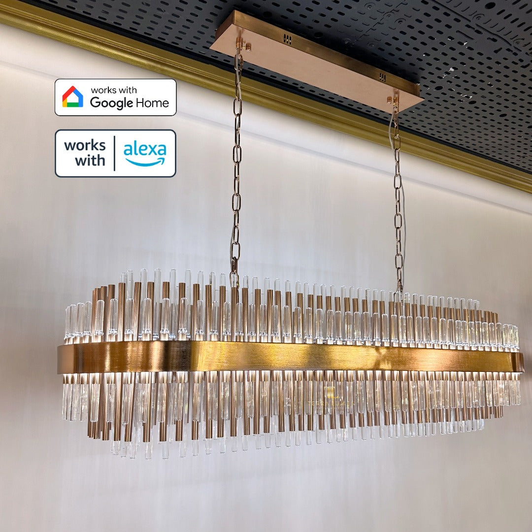 Unique linear store chandeliers