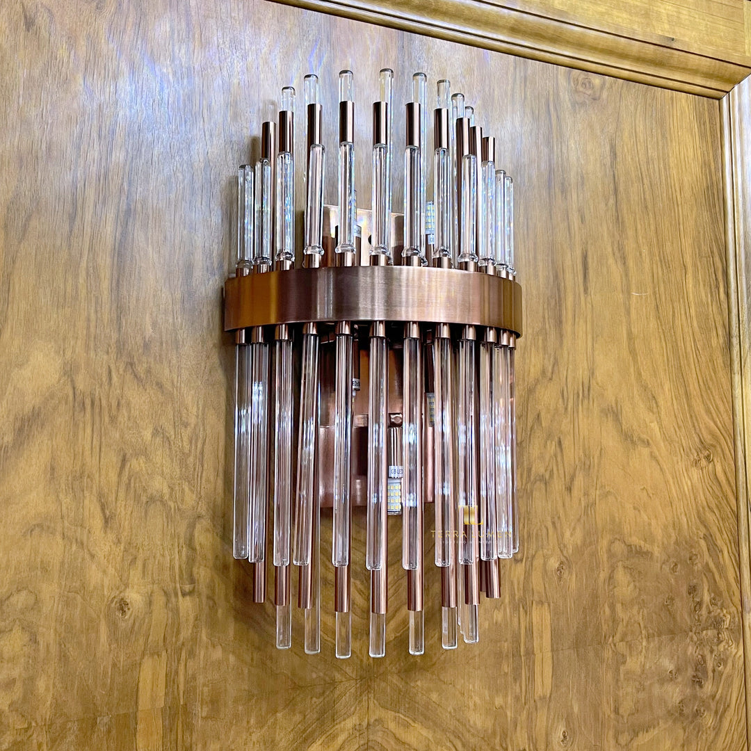 Zena Copper LED Wall Light with Clear Glass Rods