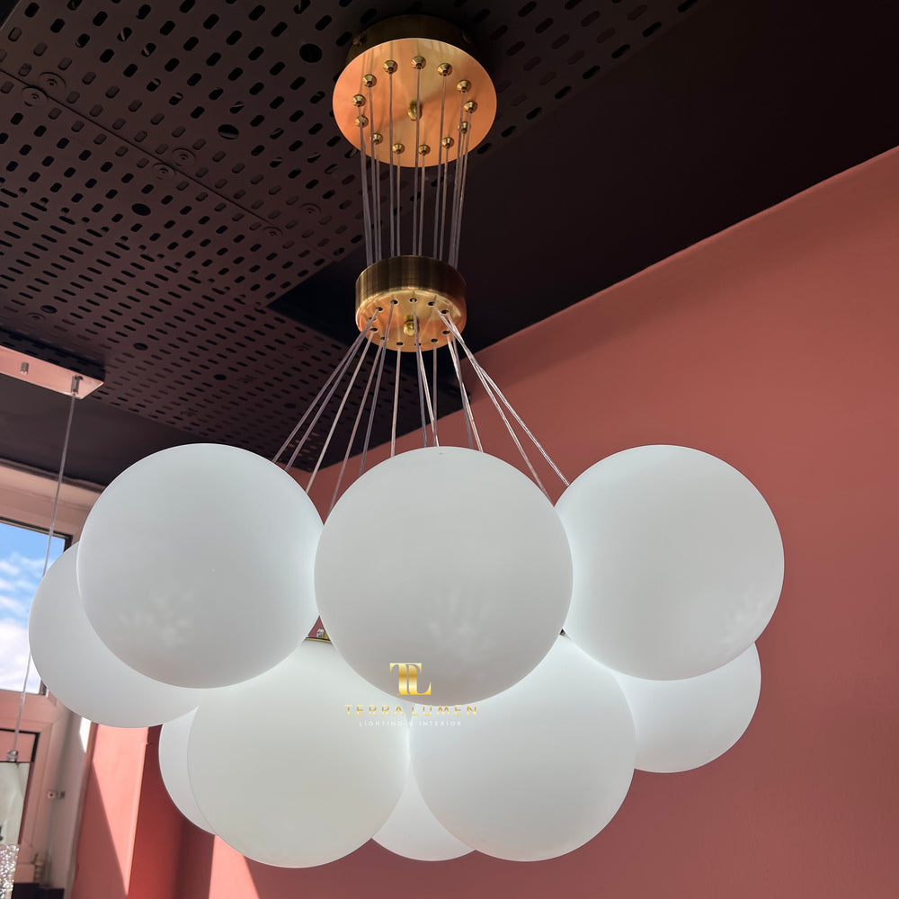 Olivia White Frosted Bubble Cluster Hanging Ceiling Pendant