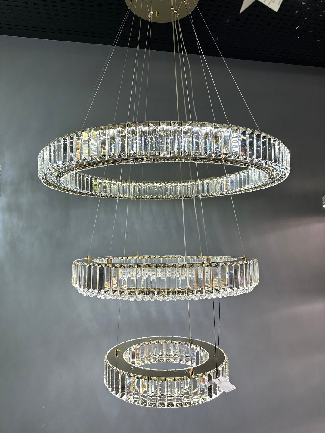 Gold 3-Ring Crystal Chandelier | DISPLAY