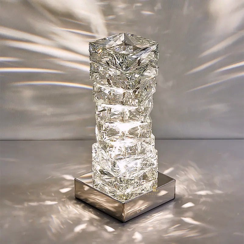 Felix Polished Chrome Crystal Spiral LED Table Lamp