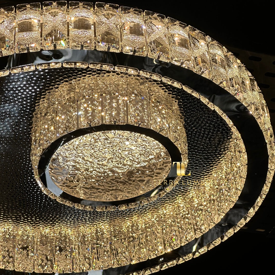 Seraphina Hammered Metal and Crystal LED Ceiling Light