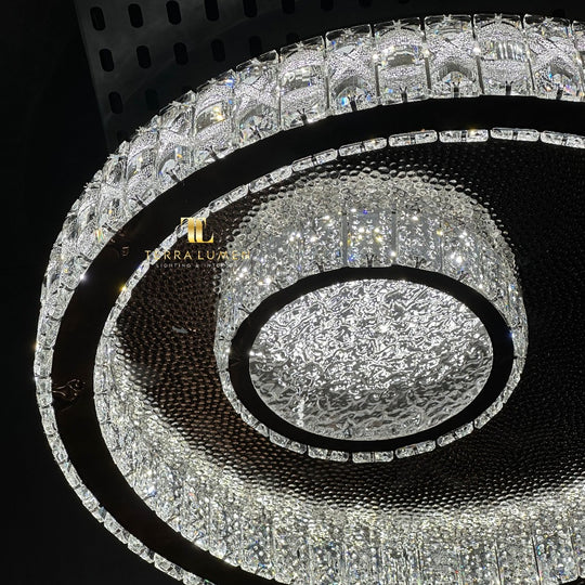 Seraphina Hammered Metal and Crystal LED Ceiling Light