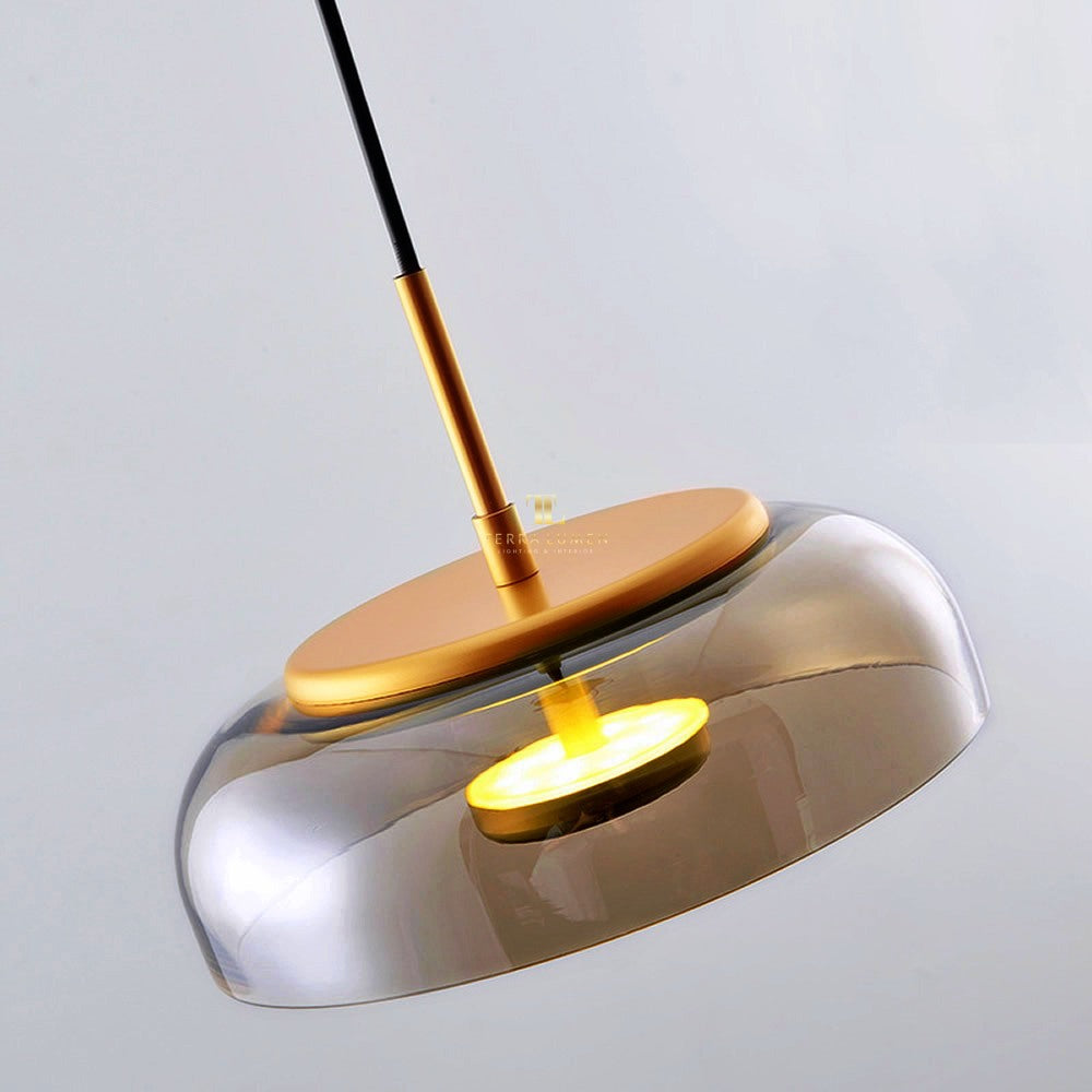 Jaxon Smoked Glass Gold Adjustable LED Single Pendant