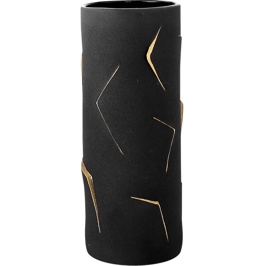 Emerencia Black and Gold Ceramic Decorative Vase