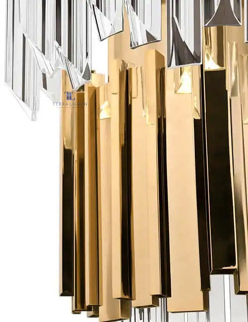 Saphera Large Polished Gold Tubes Crystal Wall Light