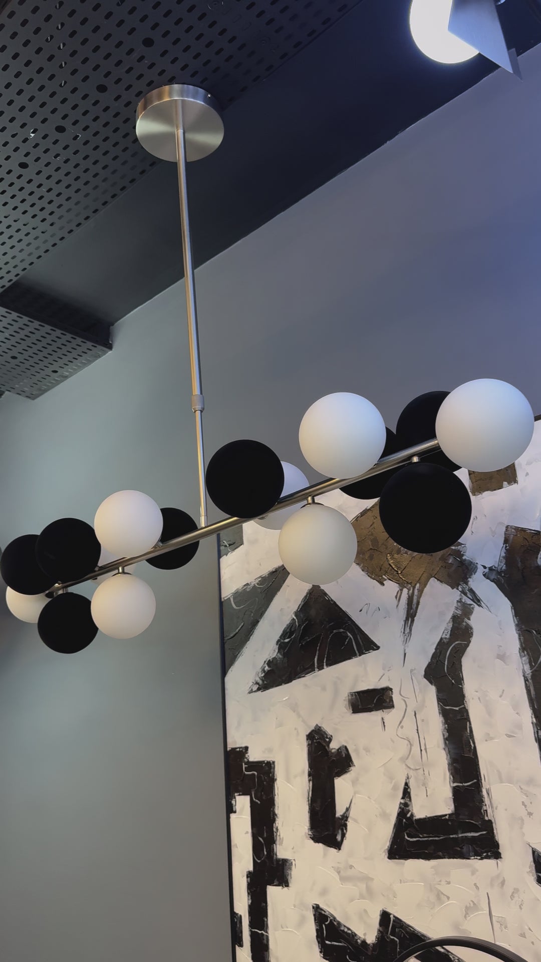 Rowan Black & White Bubble Round Hanging Chandelier