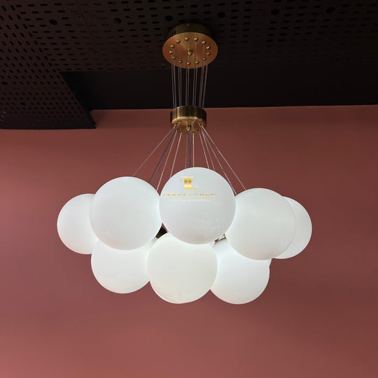 Olivia White Frosted Bubble Cluster Hanging Ceiling Pendant