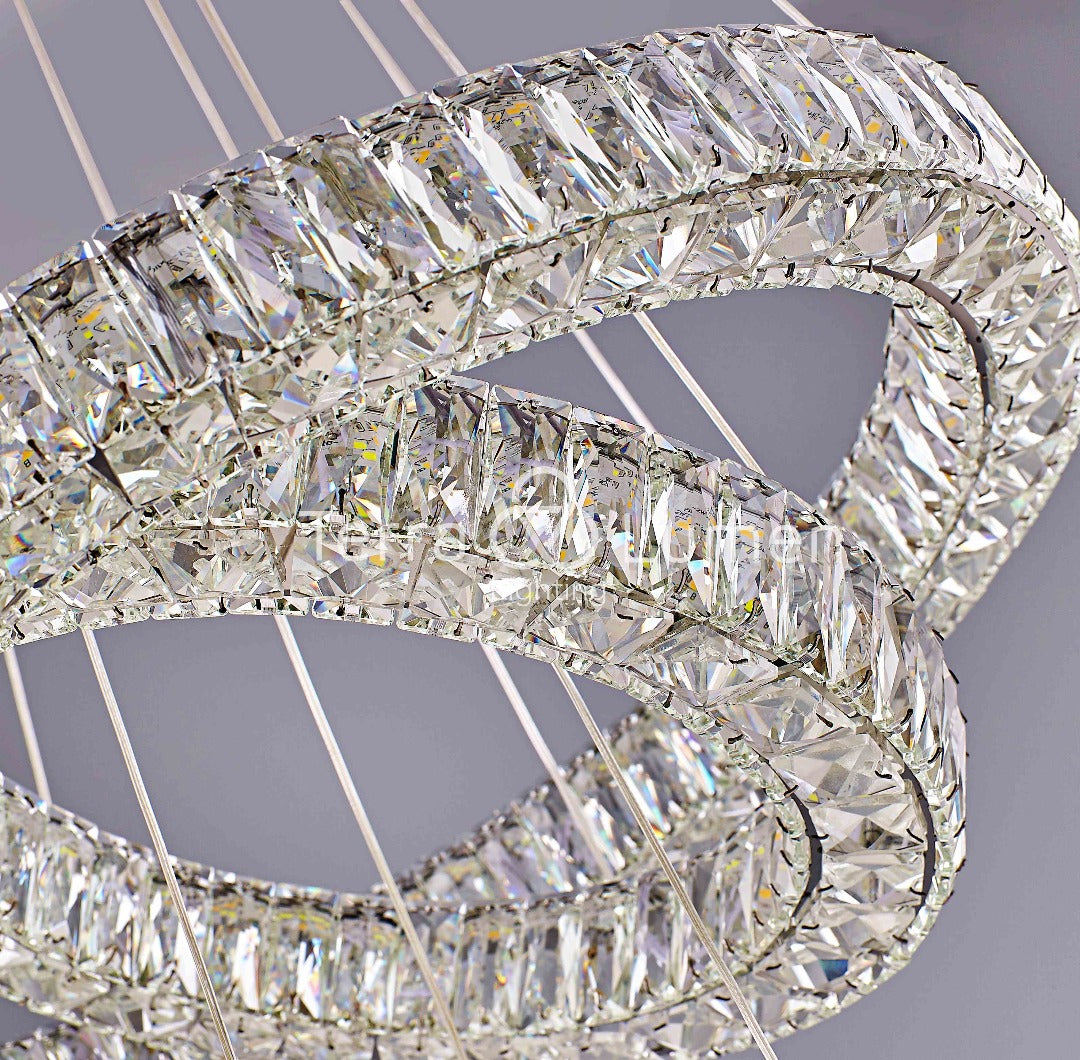 Julianna 3 Ring Modern Crystal Chandelier | Easy Fit