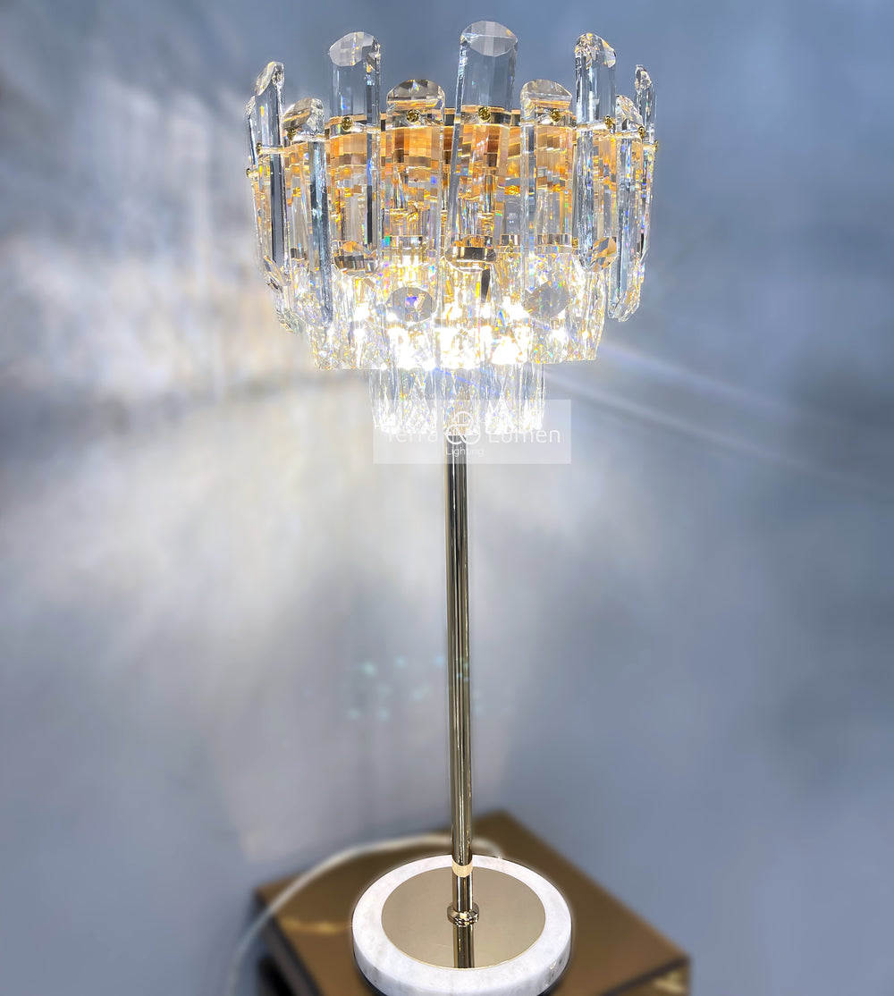 The Clarity Clear Crystal Table Lamp (Gold)