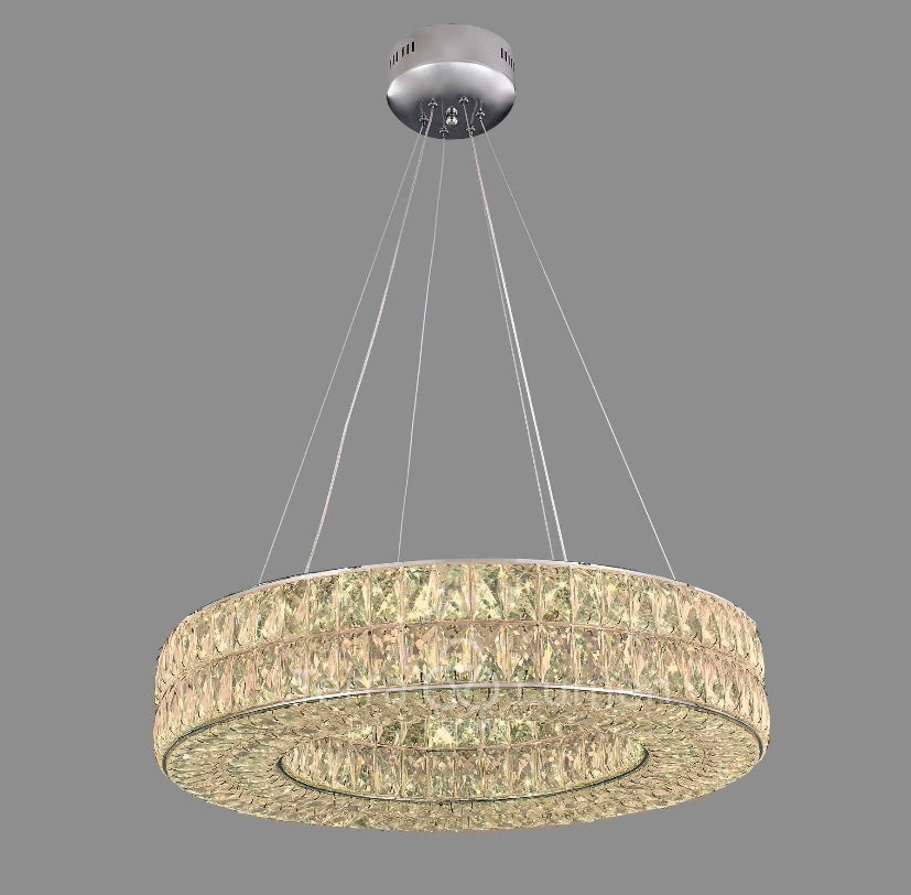 Modern Large LED Crystal Ring Ceiling Hanging Light | Easy Fit
